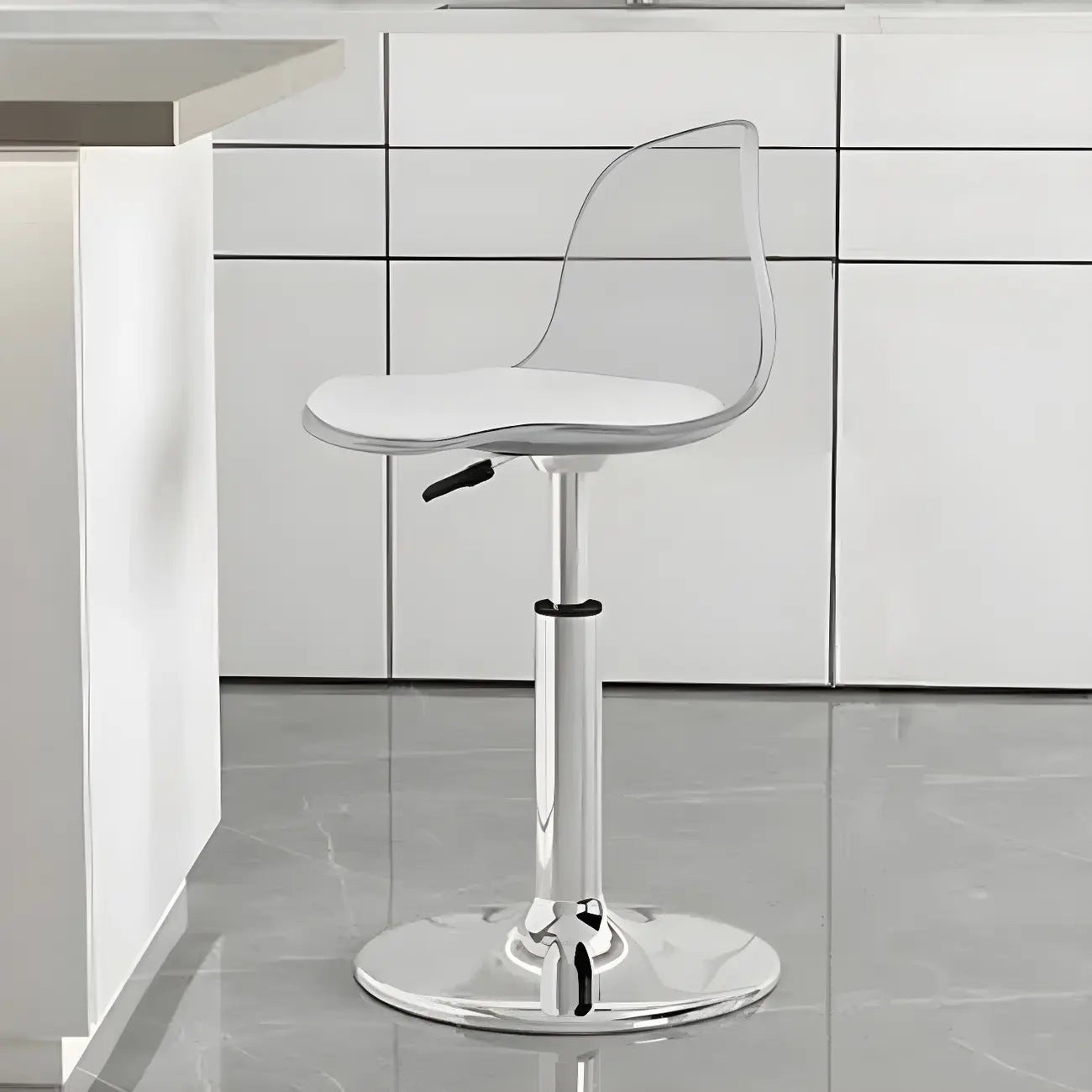Tabourets de bar pivotants modernes rembourrés en acrylique avec dossier