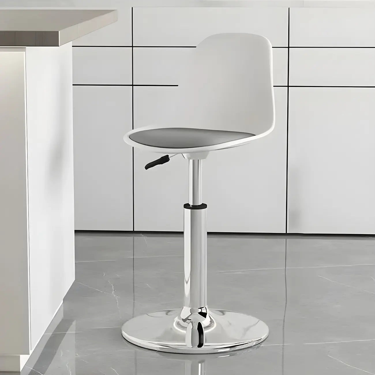 Tabourets de bar pivotants modernes rembourrés en acrylique avec dossier