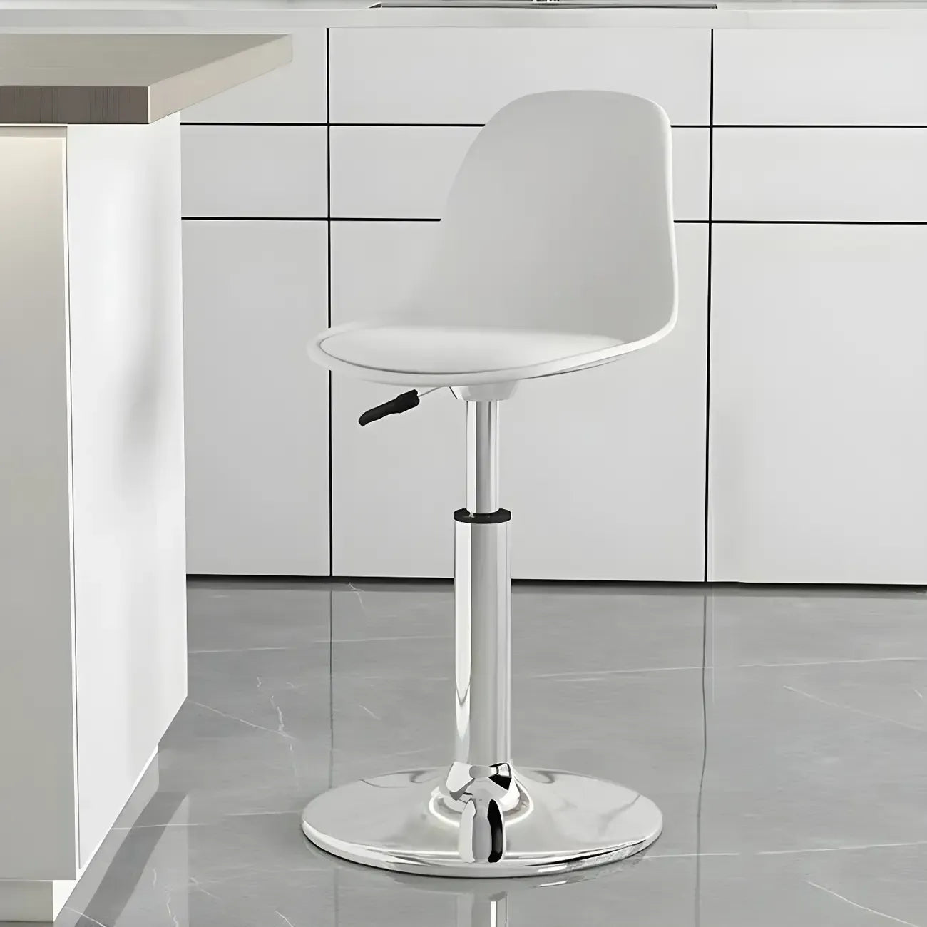 Tabourets de bar pivotants modernes rembourrés en acrylique avec dossier