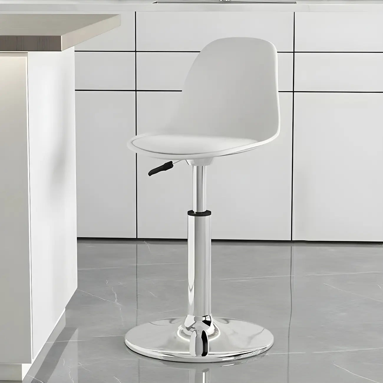 Tabourets de bar pivotants modernes rembourrés en acrylique avec dossier