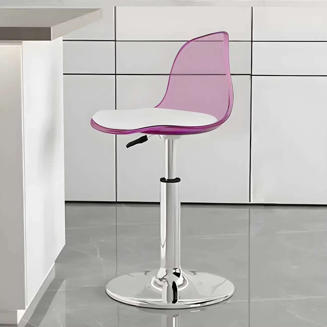 Tabourets de bar pivotants modernes rembourrés en acrylique avec dossier