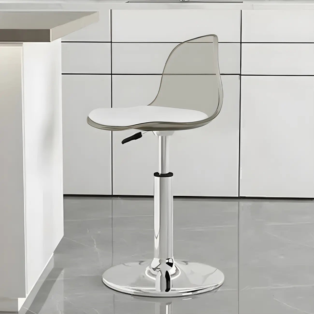Tabourets de bar pivotants modernes rembourrés en acrylique avec dossier