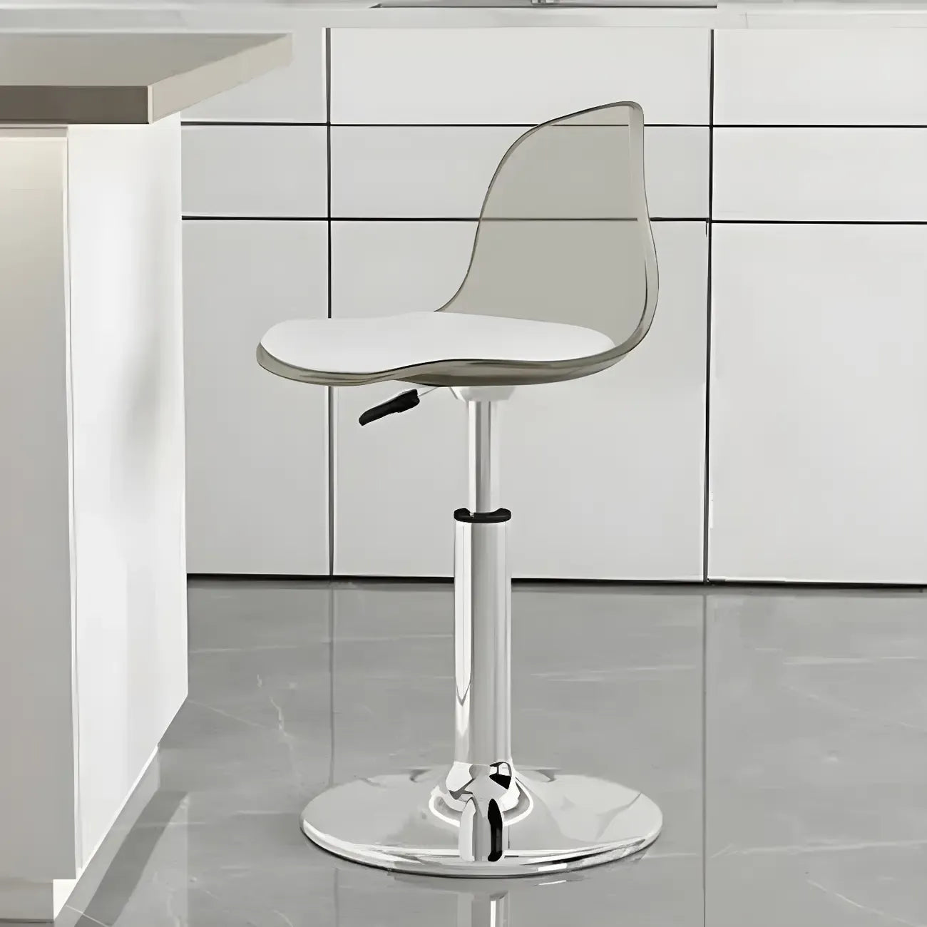Tabourets de bar pivotants modernes rembourrés en acrylique avec dossier