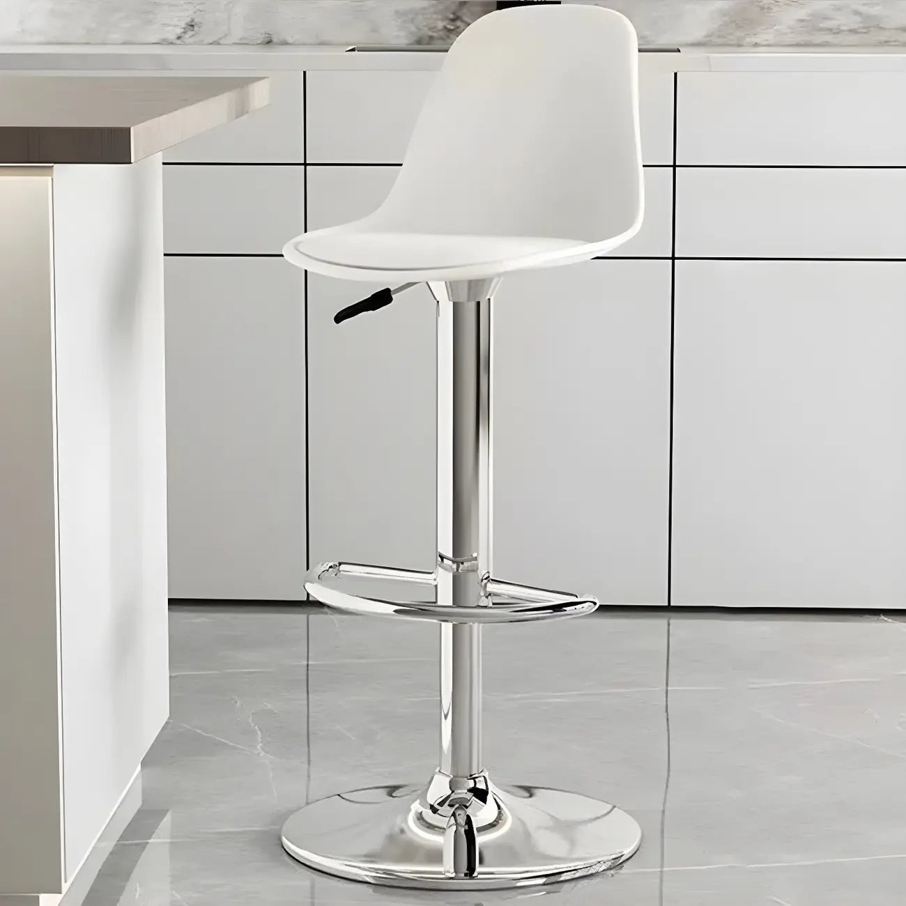 Tabourets de bar pivotants modernes rembourrés en acrylique avec dossier