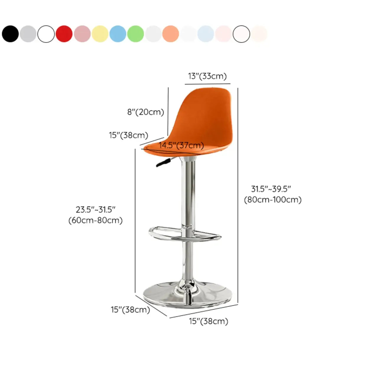 Tabourets de bar pivotants modernes rembourrés en acrylique avec dossier