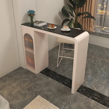 Tables de bar modernes en pierre et métal à double piédestal avec rangement intégré