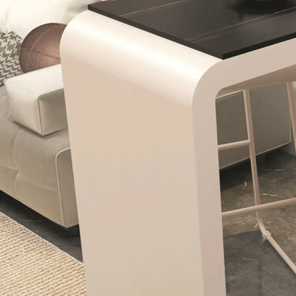 Tables de bar modernes en pierre et métal à double piédestal avec rangement intégré