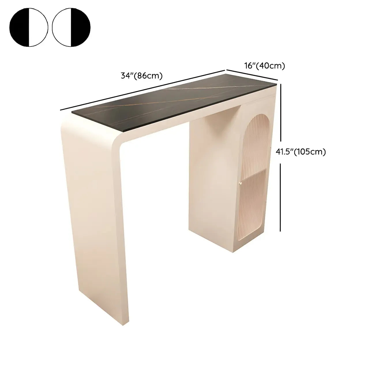 Tables de bar modernes en pierre et métal à double piédestal avec rangement intégré