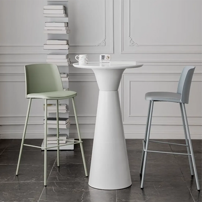 Élégante table de bar ronde sur piédestal en marbre blanc