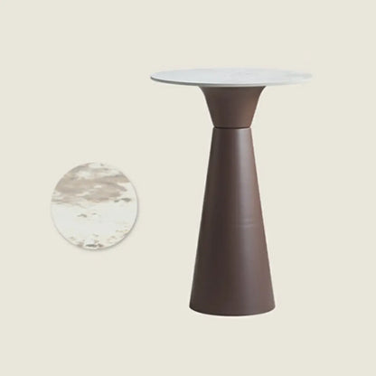 Élégante table de bar ronde sur piédestal en marbre blanc