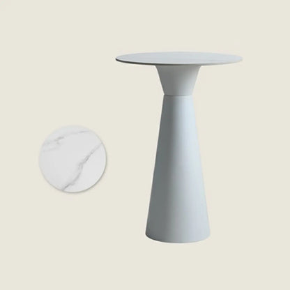 Élégante table de bar ronde sur piédestal en marbre blanc