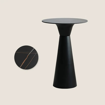 Élégante table de bar ronde sur piédestal en marbre blanc