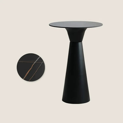 Élégante table de bar ronde sur piédestal en marbre blanc