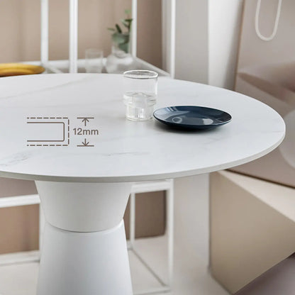 Élégante table de bar ronde sur piédestal en marbre blanc