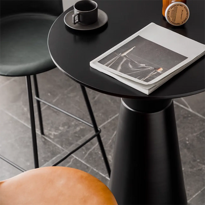 Élégante table de bar ronde sur piédestal en marbre blanc
