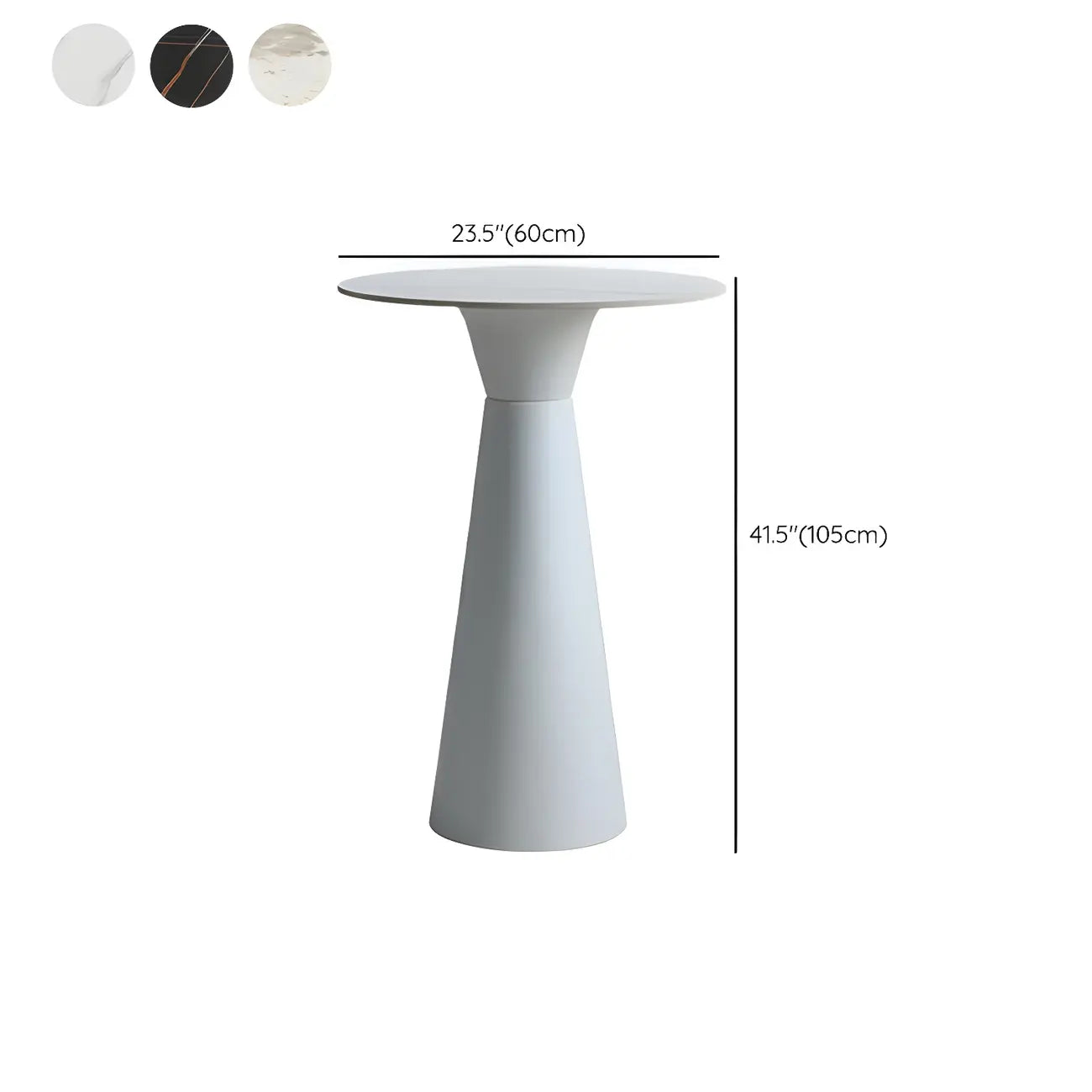 Élégante table de bar ronde sur piédestal en marbre blanc