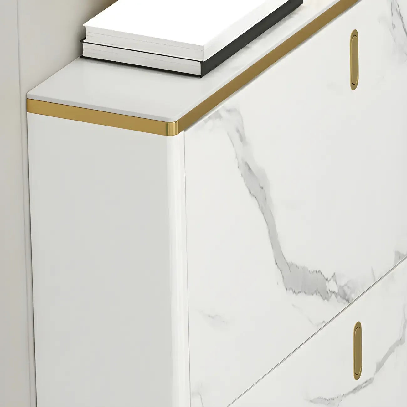Meuble à chaussures étroit et élégant blanc pour entrée