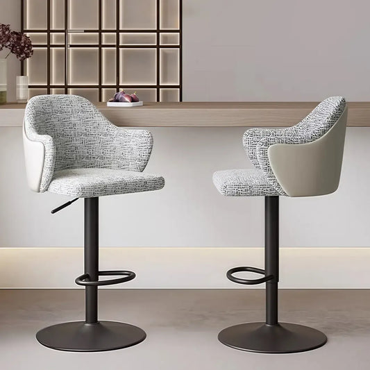 Tabouret de bar minimaliste en tissu rembourré avec accoudoirs