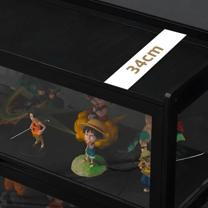 Vitrine moderne en bambou noir et verre avec porte rabattable