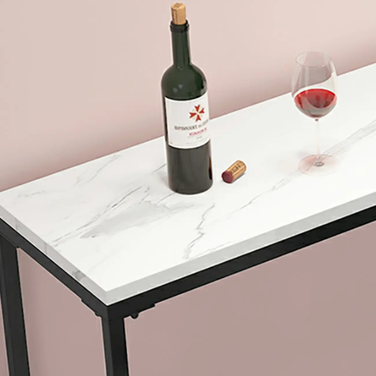 Tables de bar glamour en marbre blanc, fer doré et tréteaux avec repose-pieds