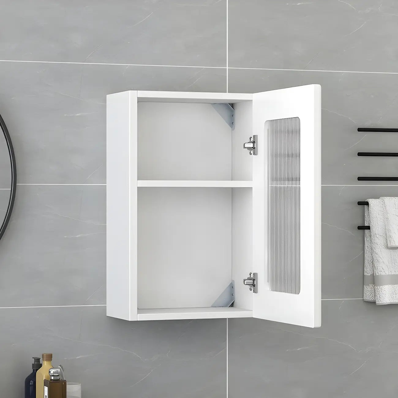 Vitrine moderne et simple en bois avec porte en verre flottante