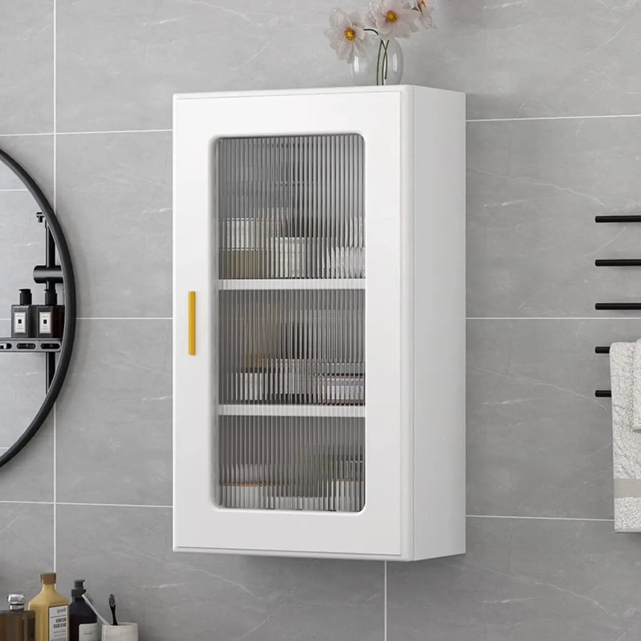 Vitrine moderne et simple en bois avec porte en verre flottante