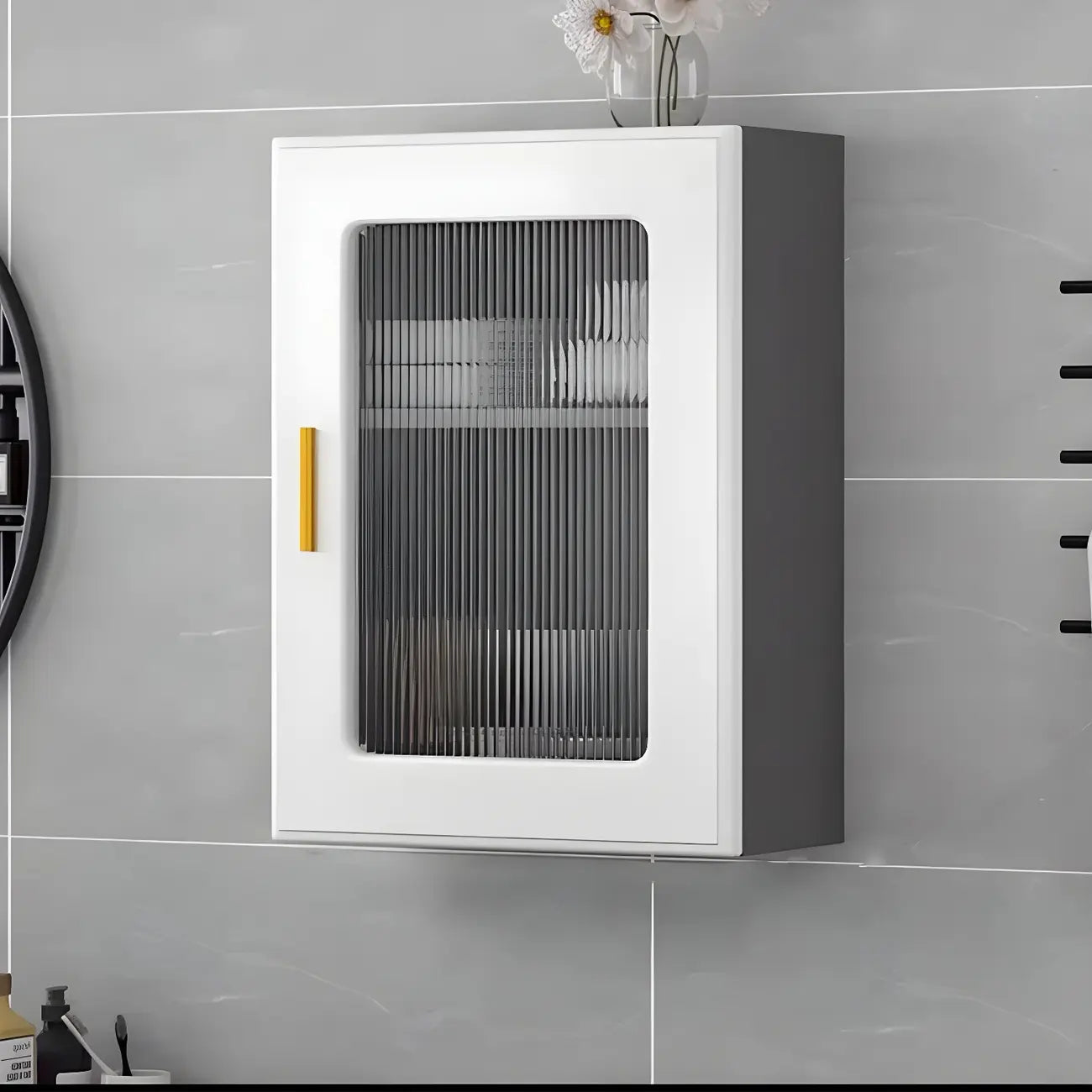 Vitrine moderne et simple en bois avec porte en verre flottante