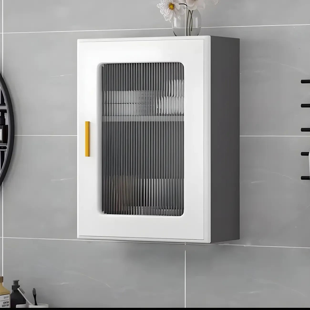 Vitrine moderne et simple en bois avec porte en verre flottante