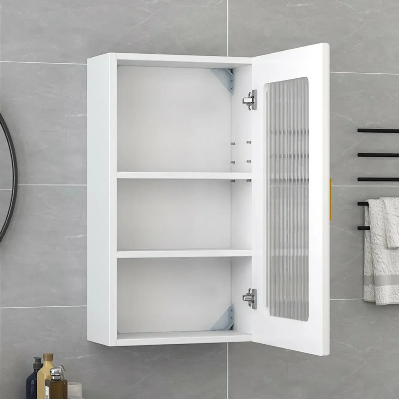 Vitrine moderne et simple en bois avec porte en verre flottante