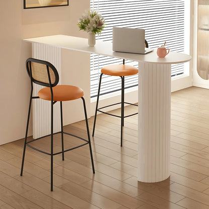 Table de bar moderne en pierre blanche avec base en acier pour salon