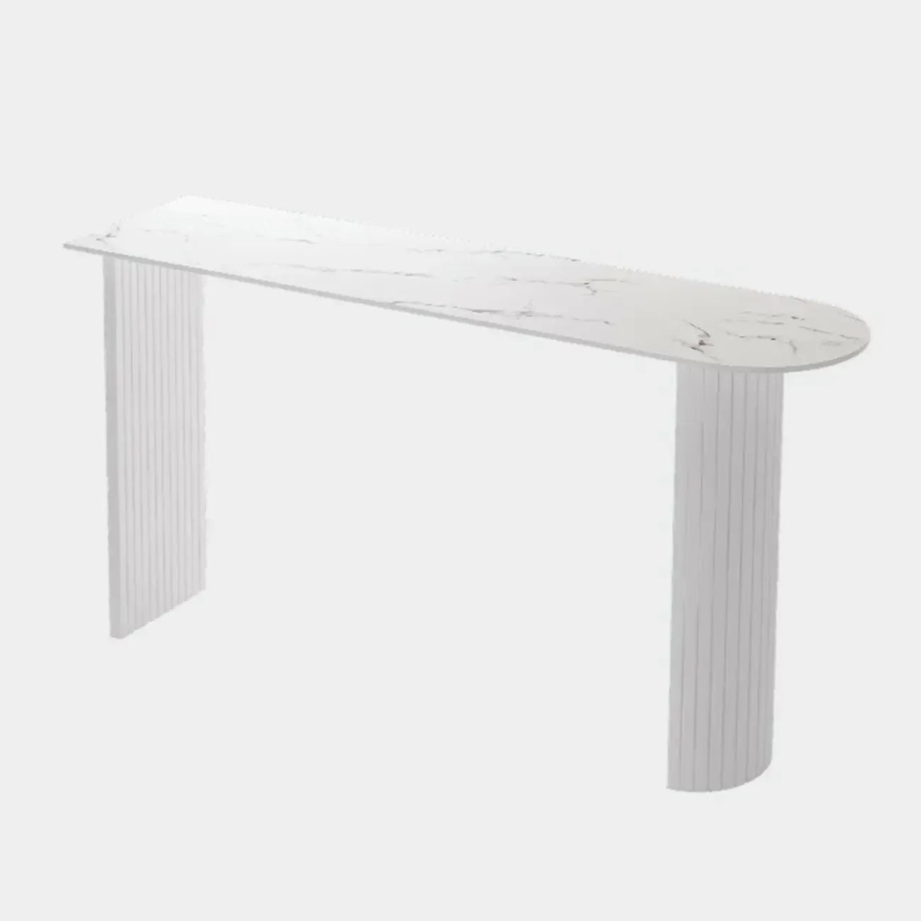 Table de bar moderne en pierre blanche avec base en acier pour salon