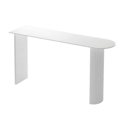 Table de bar moderne en pierre blanche avec base en acier pour salon