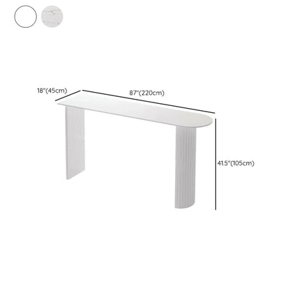 Table de bar moderne en pierre blanche avec base en acier pour salon