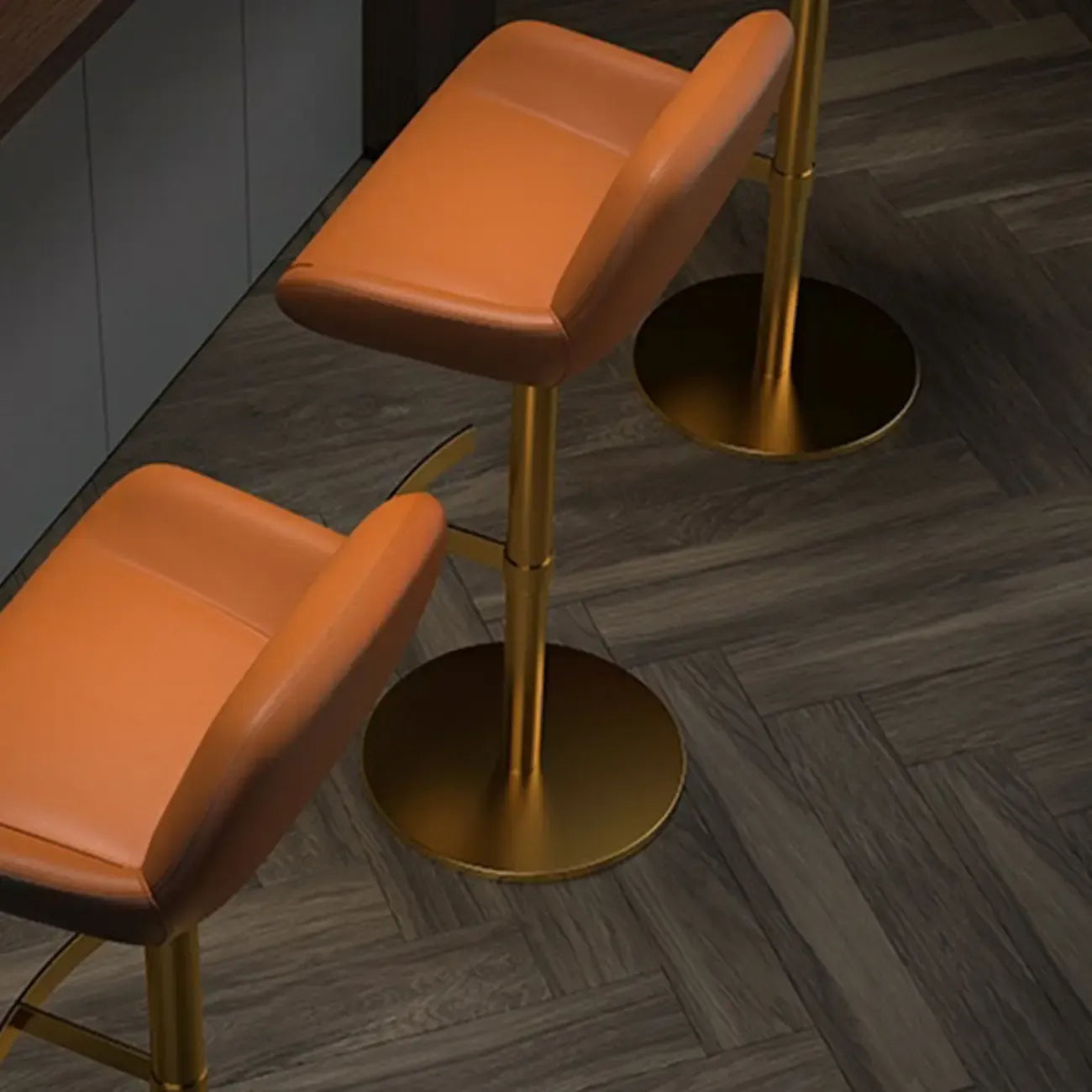 Tabourets de bar pivotants minimalistes en cuir avec dossier bas pour la cuisine