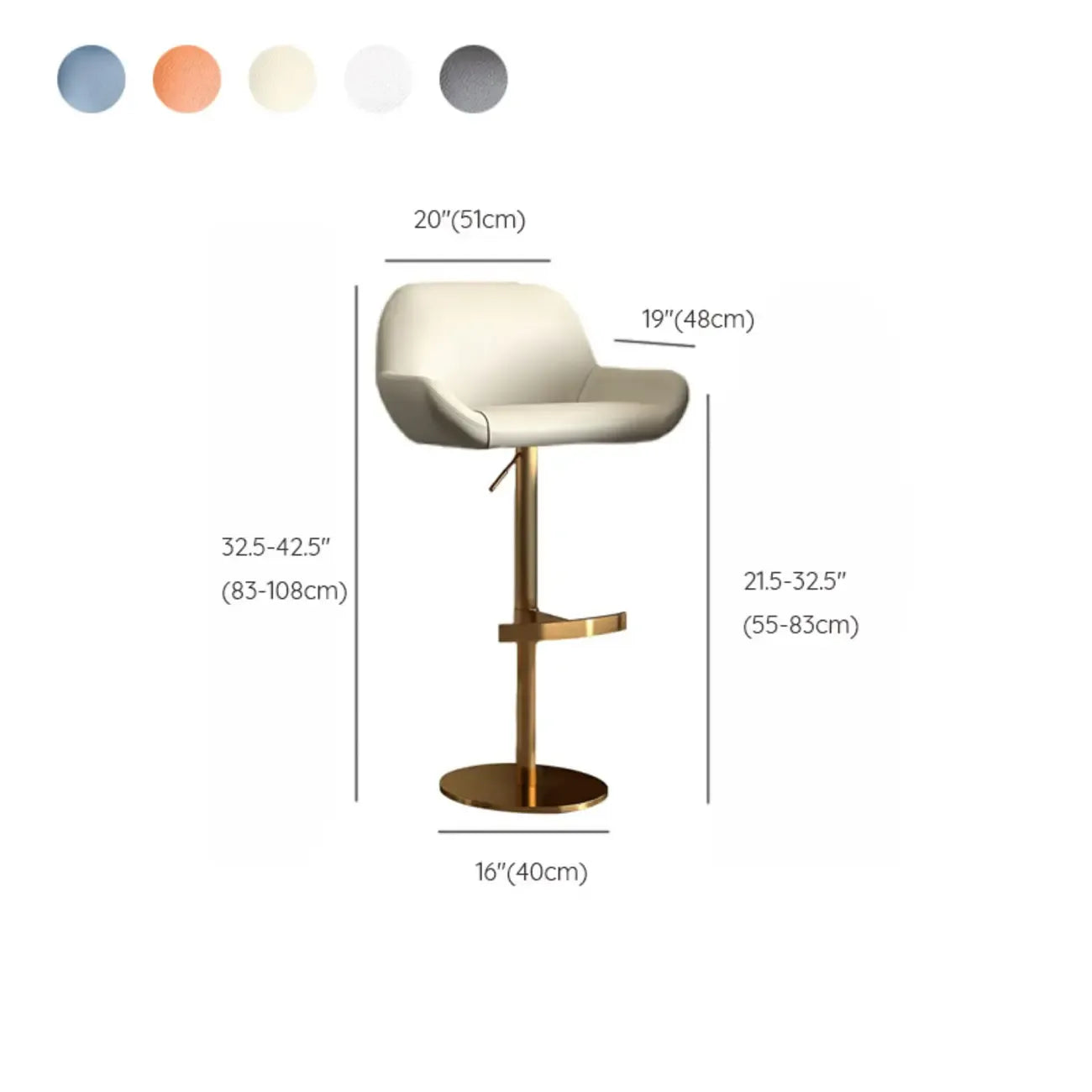Tabourets de bar pivotants minimalistes en cuir avec dossier bas pour la cuisine