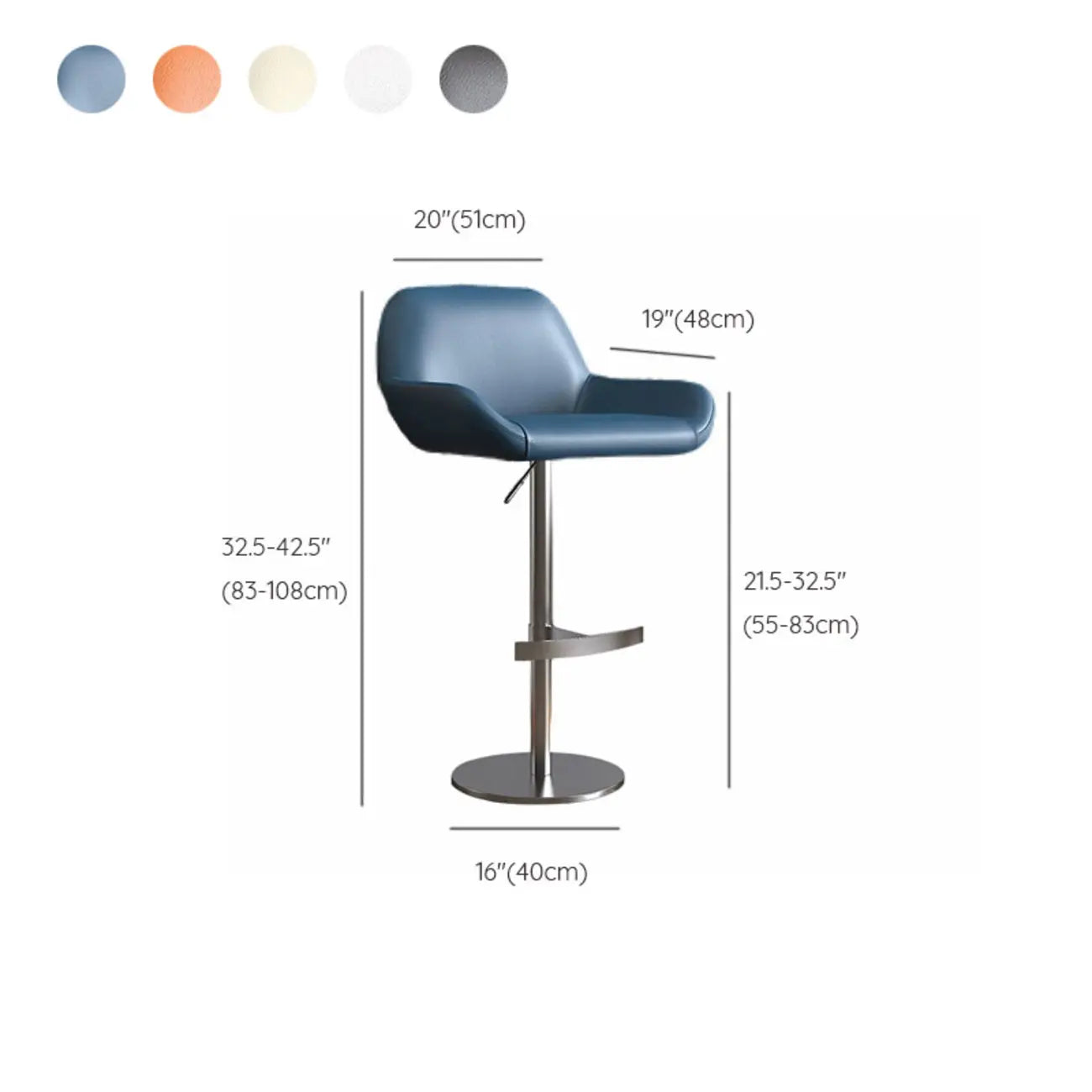Tabourets de bar pivotants minimalistes en cuir avec dossier bas pour la cuisine