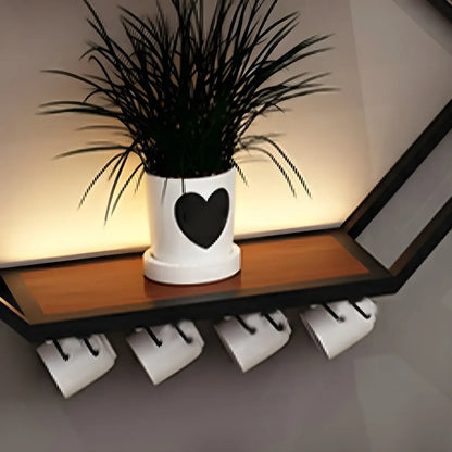 Porte-bouteilles mural lumineux en métal noir