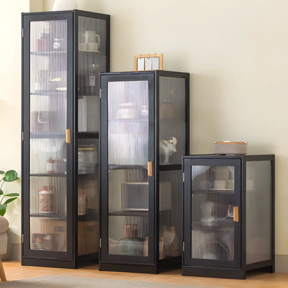 Vitrine étroite et réglable de style scandinave en bambou et verre