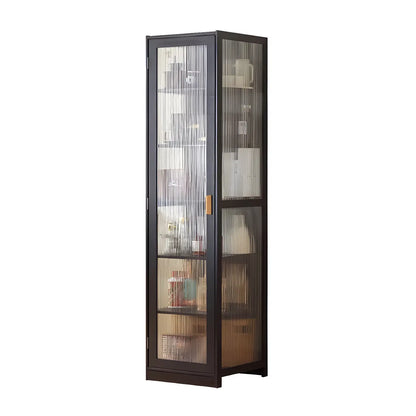 Vitrine étroite et réglable de style scandinave en bambou et verre