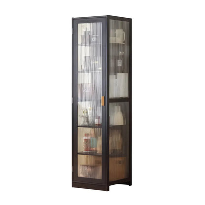 Vitrine étroite et réglable de style scandinave en bambou et verre