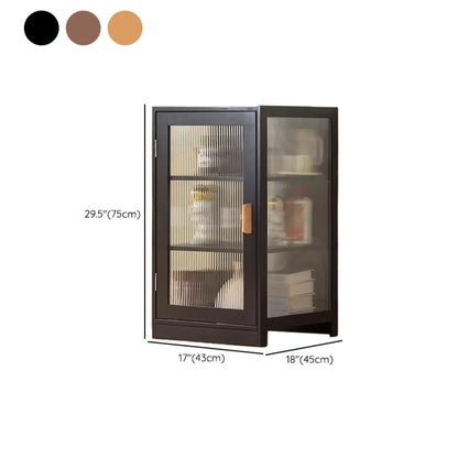 Vitrine étroite et réglable de style scandinave en bambou et verre