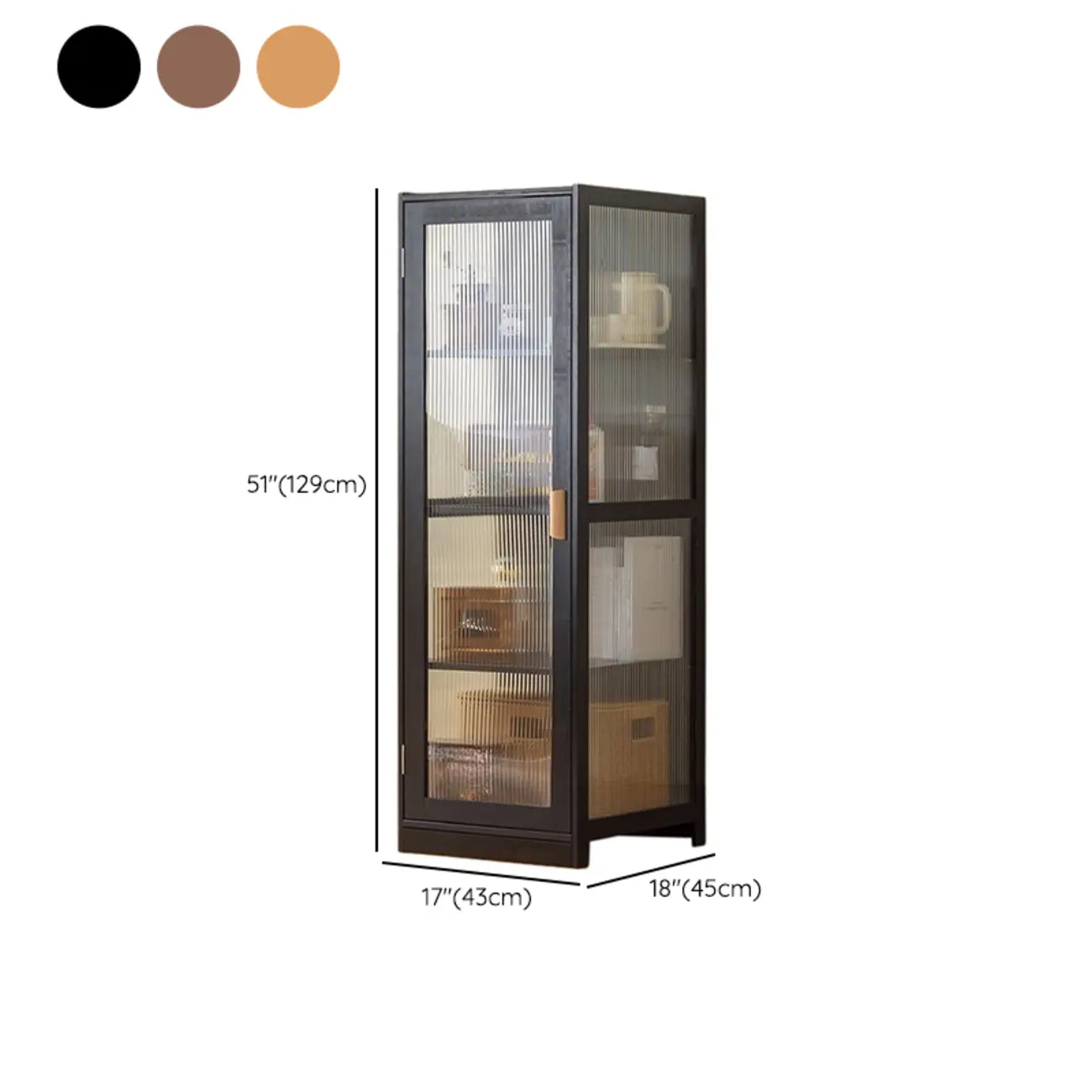 Vitrine étroite et réglable de style scandinave en bambou et verre