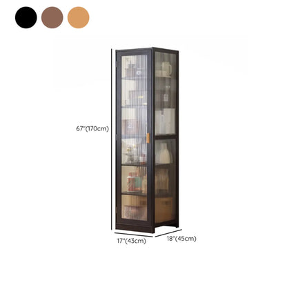 Vitrine étroite et réglable de style scandinave en bambou et verre