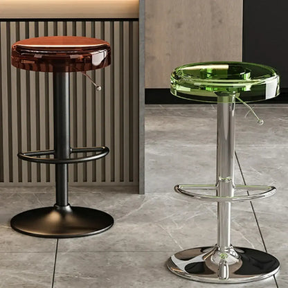 Tabouret de bar pivotant et réglable en métal et acrylique transparent élégant