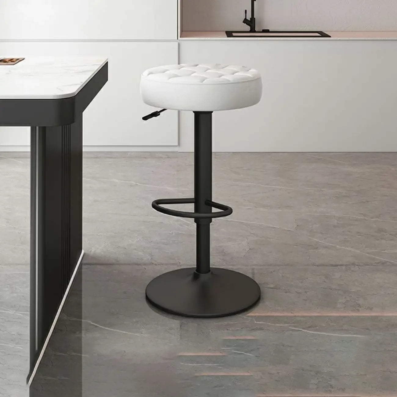 Tabourets de bar pivotants réglables revêtus de cuir