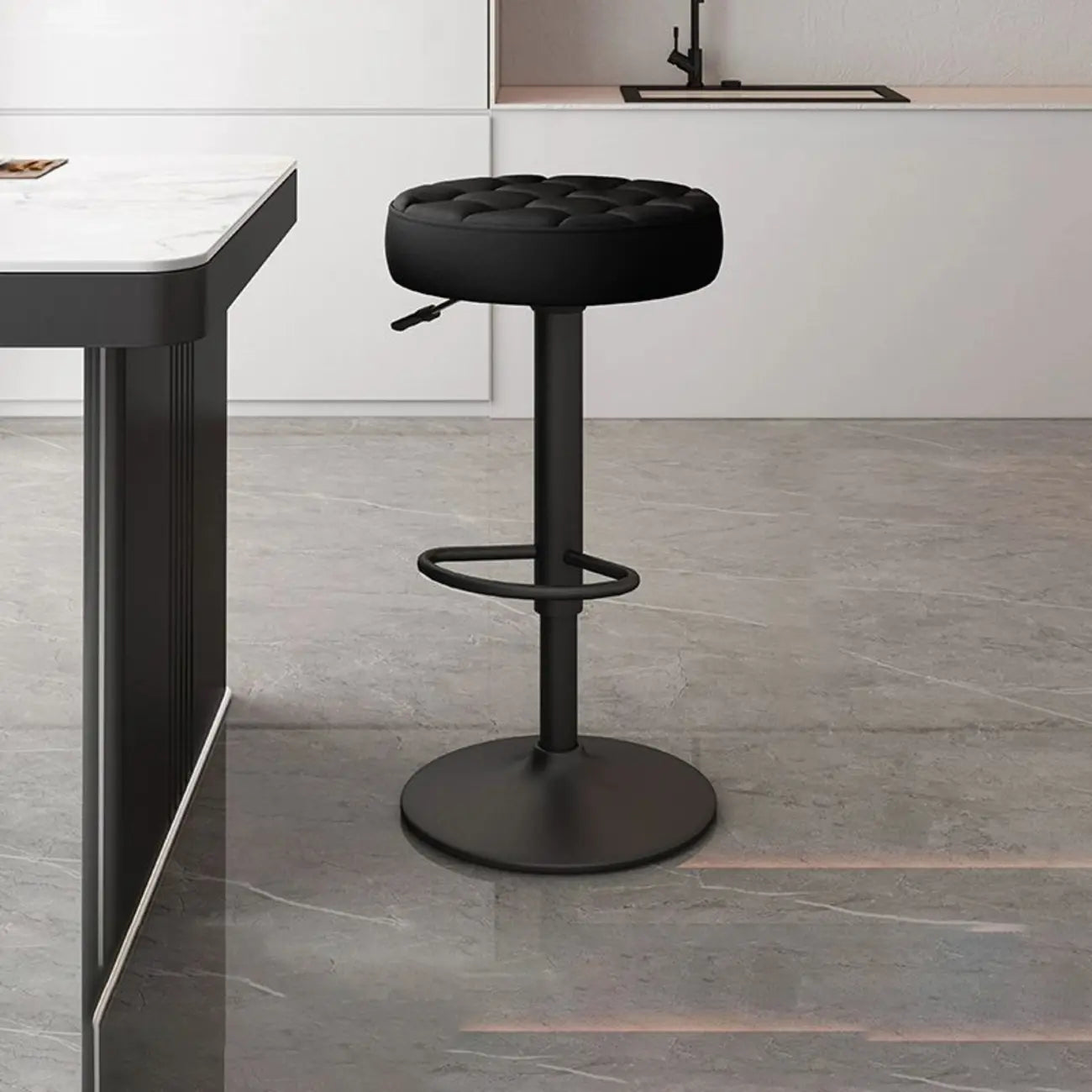 Tabourets de bar pivotants réglables revêtus de cuir