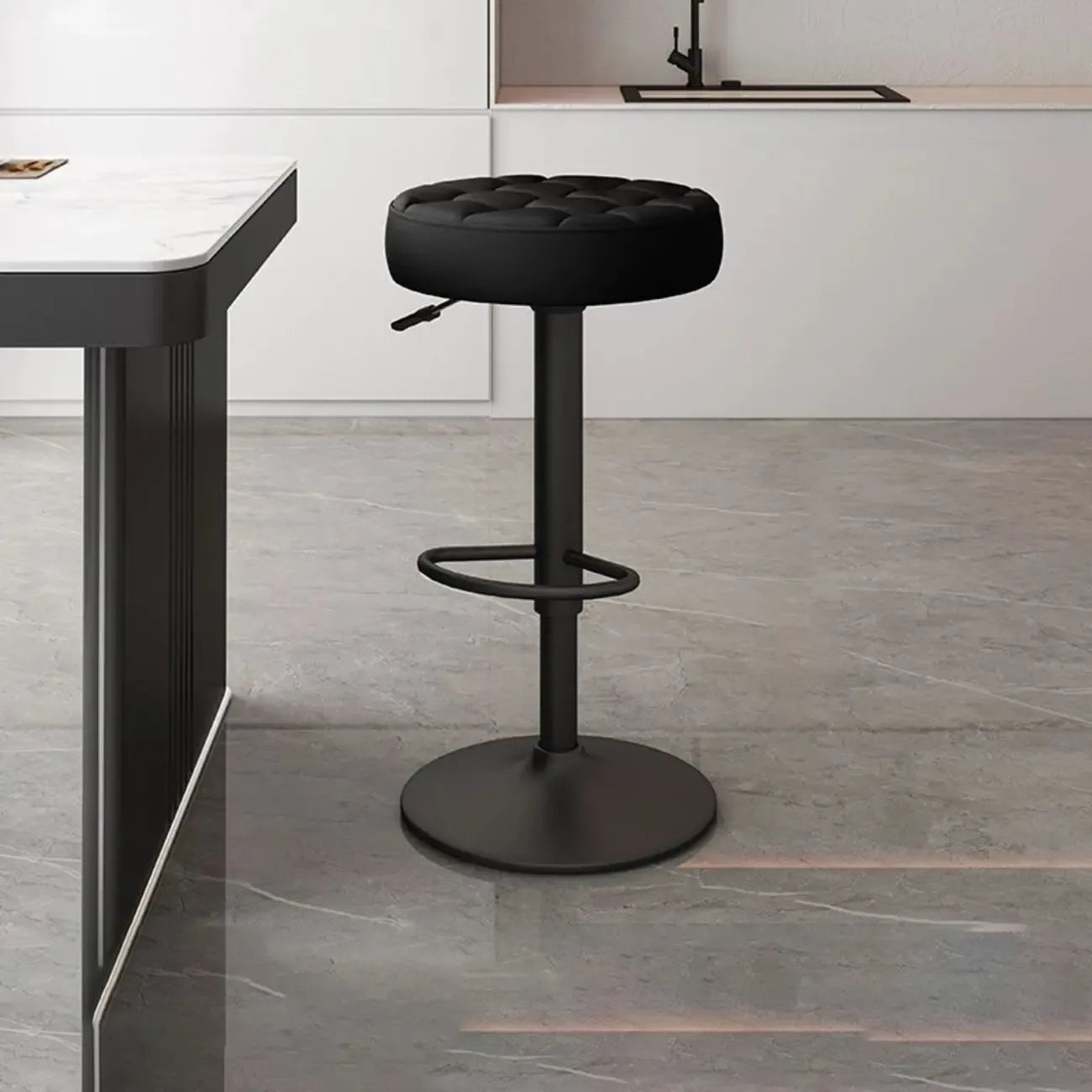 Tabourets de bar pivotants réglables revêtus de cuir