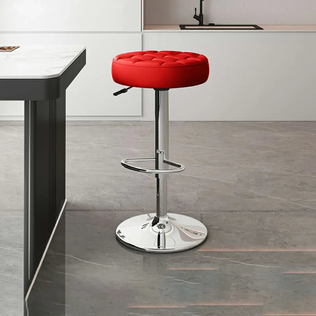 Tabourets de bar pivotants réglables revêtus de cuir