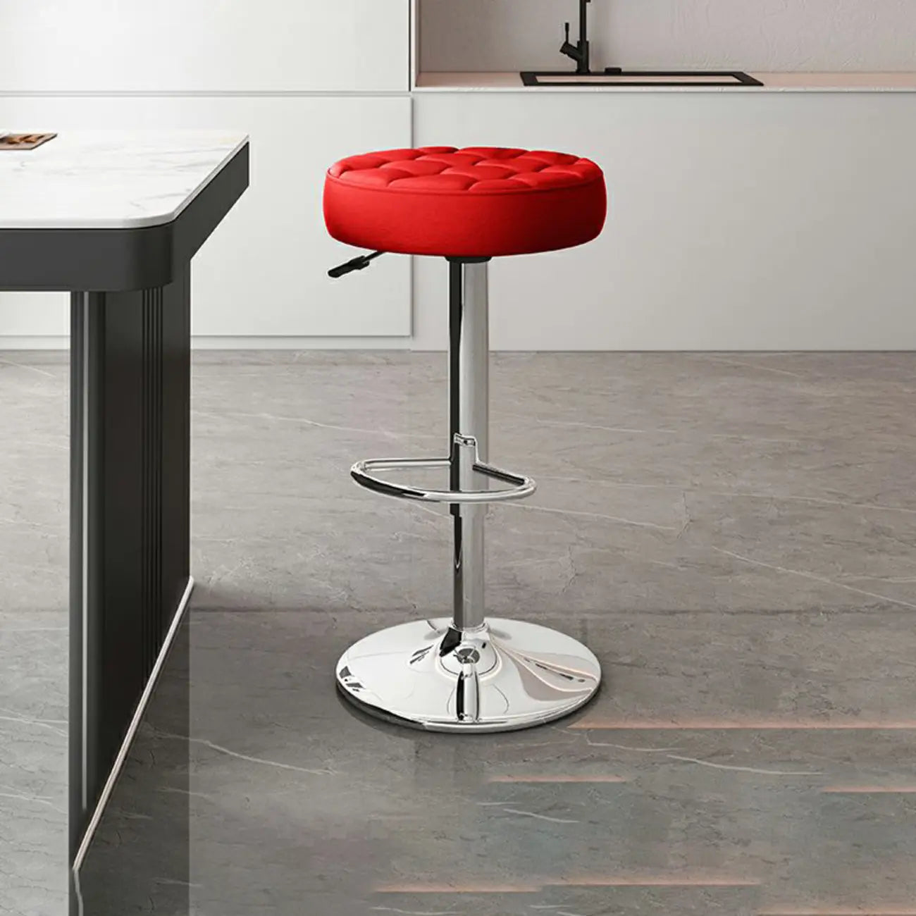 Tabourets de bar pivotants réglables revêtus de cuir