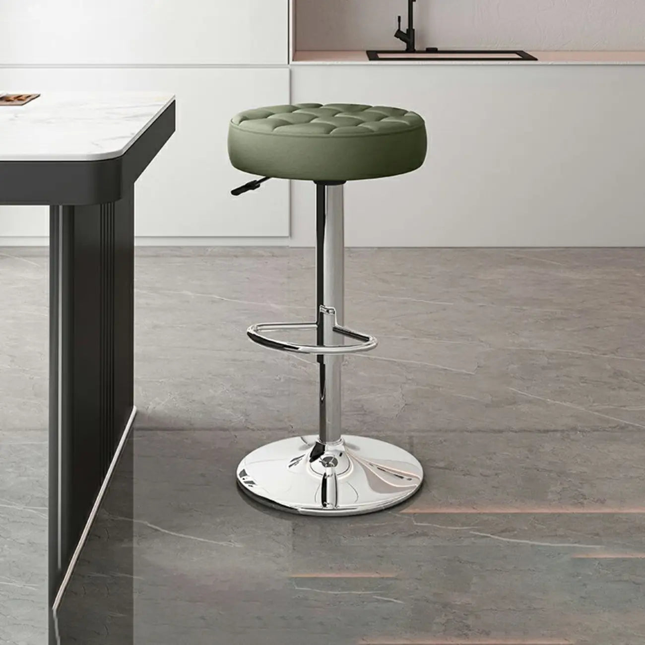 Tabourets de bar pivotants réglables revêtus de cuir